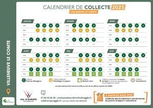 Calendrier Collecte 2025 | Villeneuve le Comte