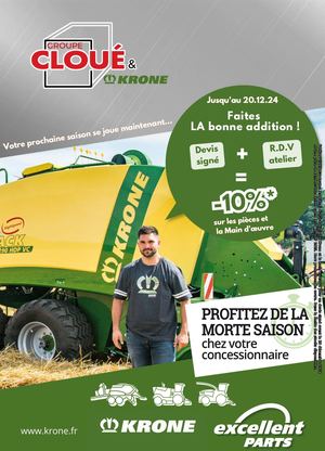 Groupe Cloué - Opération morte saison 2024 sur le matériel Krone