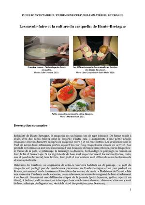 Les savoir faire et la culture du craquelin de Haute Bretagne