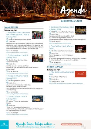 Agenda du week-end 30 novembre & 01er décembre 2024