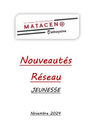 Nouveautés Réseau Jeunesse Novembre 2024