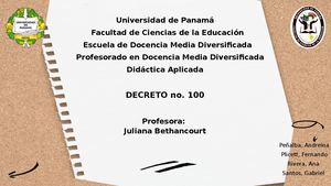 Presentación De Decreto 100