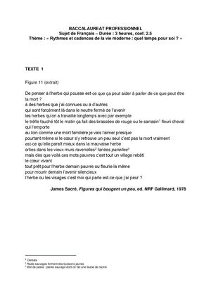 Sujet type BAC PRO Figures qui bougent un peu