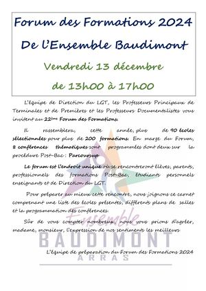 Forum des Formations 2024 de l'Ensemble Baudimont