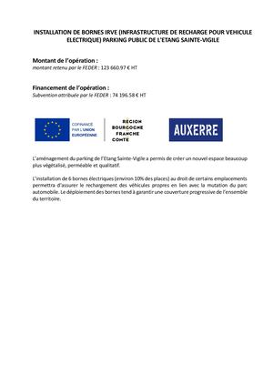 Bornes IRVE Parking Etang Sainte Vigile
