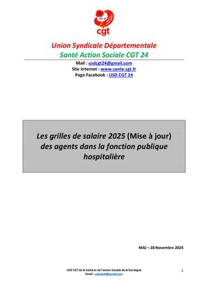 Usd Cgt 24 Grilles de Salaire FPH au 1er Janvier 2025