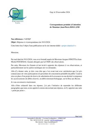 Réponse de l'ASA du Canal de Gap à J.P Rolland