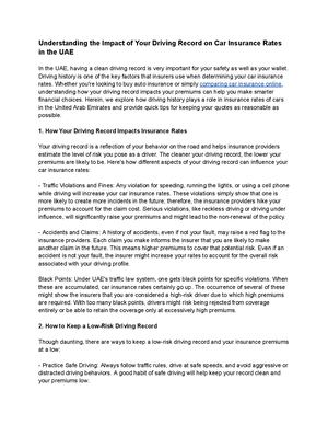 Understanding the Impact of Your Driving Record on Car Insurance Rates in the UAE