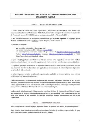 Règlement Appel à candidatures du Jury - Prix Audiolib 2025 - Phase 1