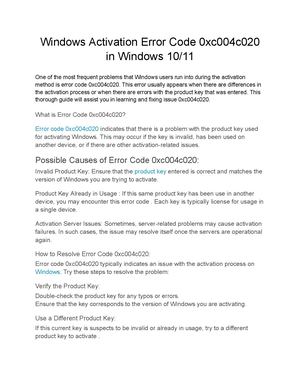 Error Code 0xc004c020
