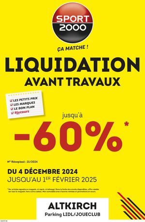 Liquidation Sport 2000 Decembre 2024