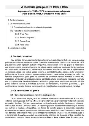 A narrativa galega entre 1936 E 1975