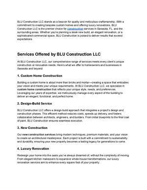 BLU Construction LLC – Custom Homes and Luxury Renovation in Sarasota, FL