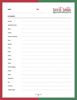 Free Printable Secret Santa Forms - Printblame.com