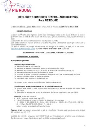 Règlement Pie Rouge Cga 2025