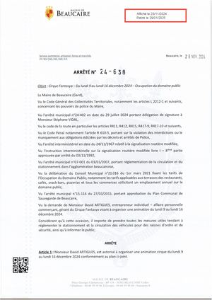 Fichier Parution Des Arrêtés 24 638 à 24 642
