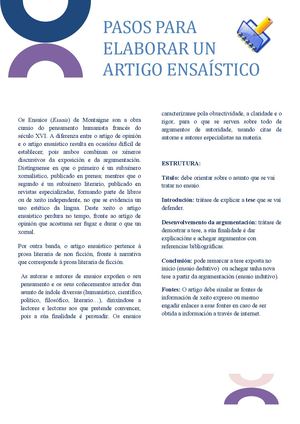 Indicacións para Artigo Ensaístico