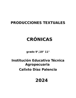 Producciones Textuales Crónicas Grado 10