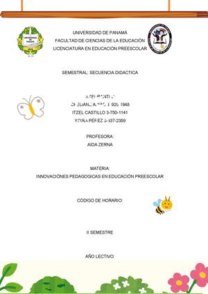 Secuencia didáctica de los elementos de la naturaleza