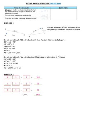 Correction Dm Pythagore