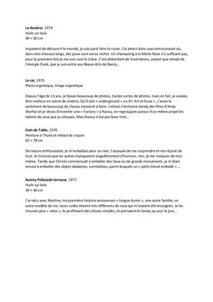 Cartels Oeuvres Exposition Charlélie Couture