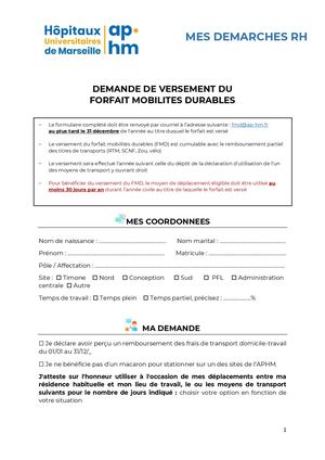 Formulaire Fmd 2023 Aphm