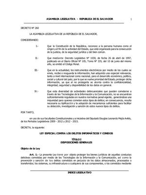 Ley Especial Contra Delitos Ciberneticos Emitida el 26 de febrero de 2016