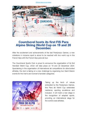 Press Release Para Alpine Skiing World Cup