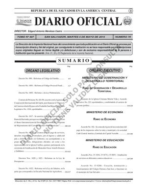 Diario Oficial N° 79, Tomo N° 407, del 5 de mayo