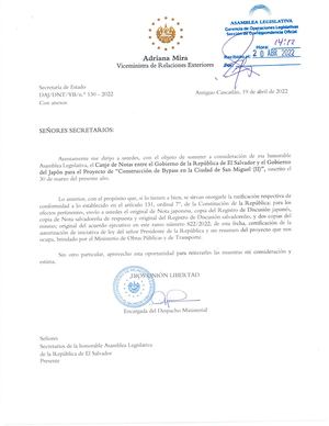 Ministerio de Relaciones Exteriores DAJ/DNT/YB/ N° 130-2022