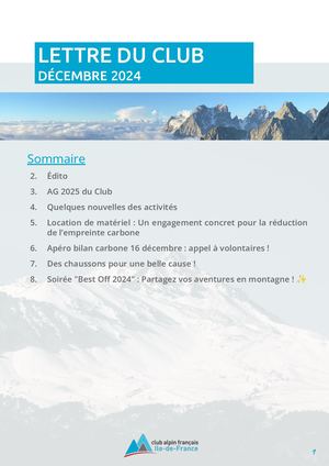 CAF Paris - Lettre Décembre 2024