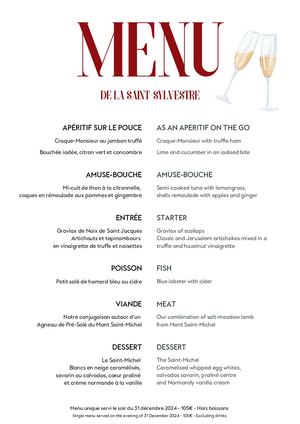 Menu Saint Sylvestre 2024 La Mere Poulard