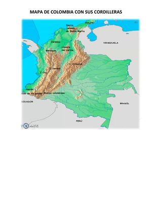 Mapa De Colombia Con Sus Cordilleras