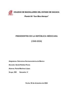 Presidentes De Mexico (1940-2024)