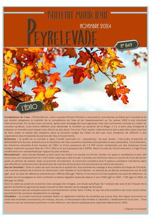Bulletin Municipal Peyrelevade Novembre 2024 N°849