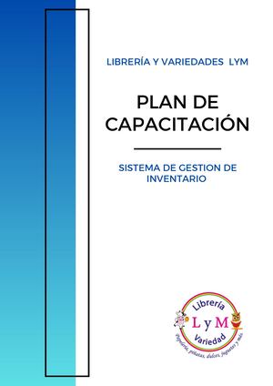 Plan De Capacitacion, Libreria Y Variedades Lym