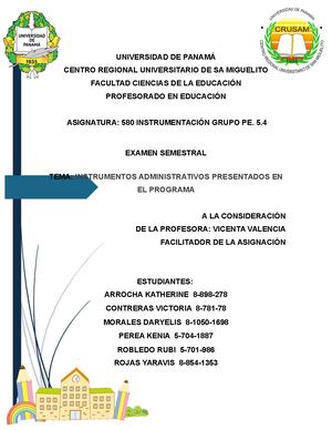 Instrumentos Administrativos Presentados En El Programa