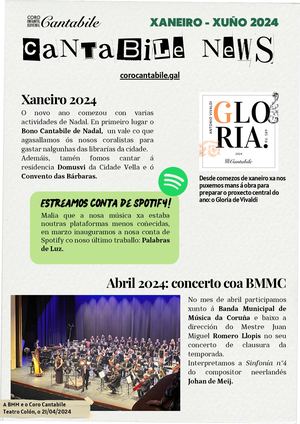 Boletín Cantabile News. Xaneiro - Xuño 2024