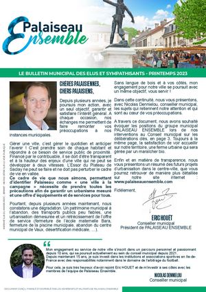 Palaiseau - Bulletin municipal - Palaiseau Ensemble - Printemps 2023