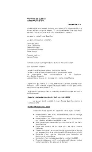 2024-11-05 - Séance ordinaire