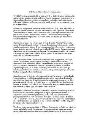 Historia De Vida De Oswaldo Guayasamín