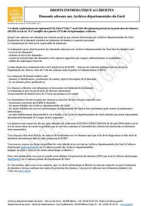 Demande aux Archives départementales
