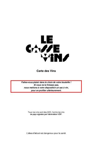 Carte Des Vins Du Casse Vins Decembre 2024