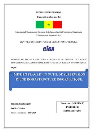 MISE EN PLACE D’UN OUTIL DE SUPERVISION x D’UNE INFRASTRUCTURE INFORMATIQUE.