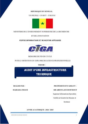 AUDIT D’UNE INFRASTRUCTURE TEChNIQUE