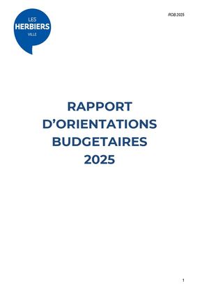 Rapport d'orientations budgétaires 2025