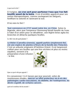 Présentation Du Thé