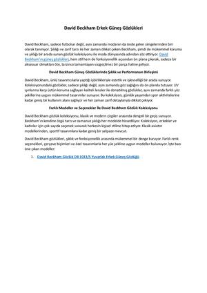 David Beckham Güneş Gözlükleri