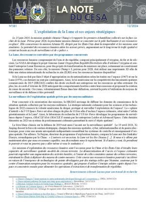 LA NOTE DU CESA N°581