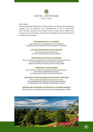 Charte Environnementale Hôtel Ermitage